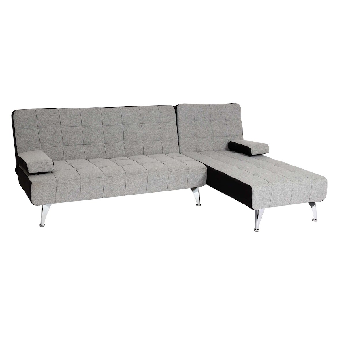 Mendler Schlafsofa HWC-K22, Couch Ecksofa Sofa, Liegefläche links/rechts Schlaffunktion 236cm ~ Stoff/Textil hellgrau, schwarz Image