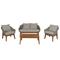 Mendler Gartengarnitur HWC-N37, Garten-/Lounge-Set Sofa Sitzgruppe, Poly-Rattan Holz Akazie ~ grau, Kissen hellgrau