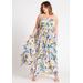 Plus Size Women's Halter Neck Ruffle Maxi Dress by ELOQUII in Mosaic Botanic (Size 28)