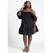 Plus Size Women's Off The Shoulder Ruffle Mini Dress by ELOQUII in Black Onyx (Size 28)