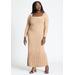 Plus Size Women's Long Sleeve Sweater Dress With Pleat Hem by ELOQUII in Apricot Haze (Size 26/28)