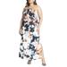 Plus Size Women's Printed Satin Bias Dress by ELOQUII in Tapestry Floral (Size 22)