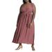 Plus Size Women's Ruffle Strap Maxi Dress by ELOQUII in Antique Burgundy (Size 14)