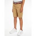 Chinoshorts TOMMY HILFIGER "WOVEN BELTED SHORTS" Gr. 10 (140), N-Gr, grün (classic khaki) Jungen Hosen Shorts