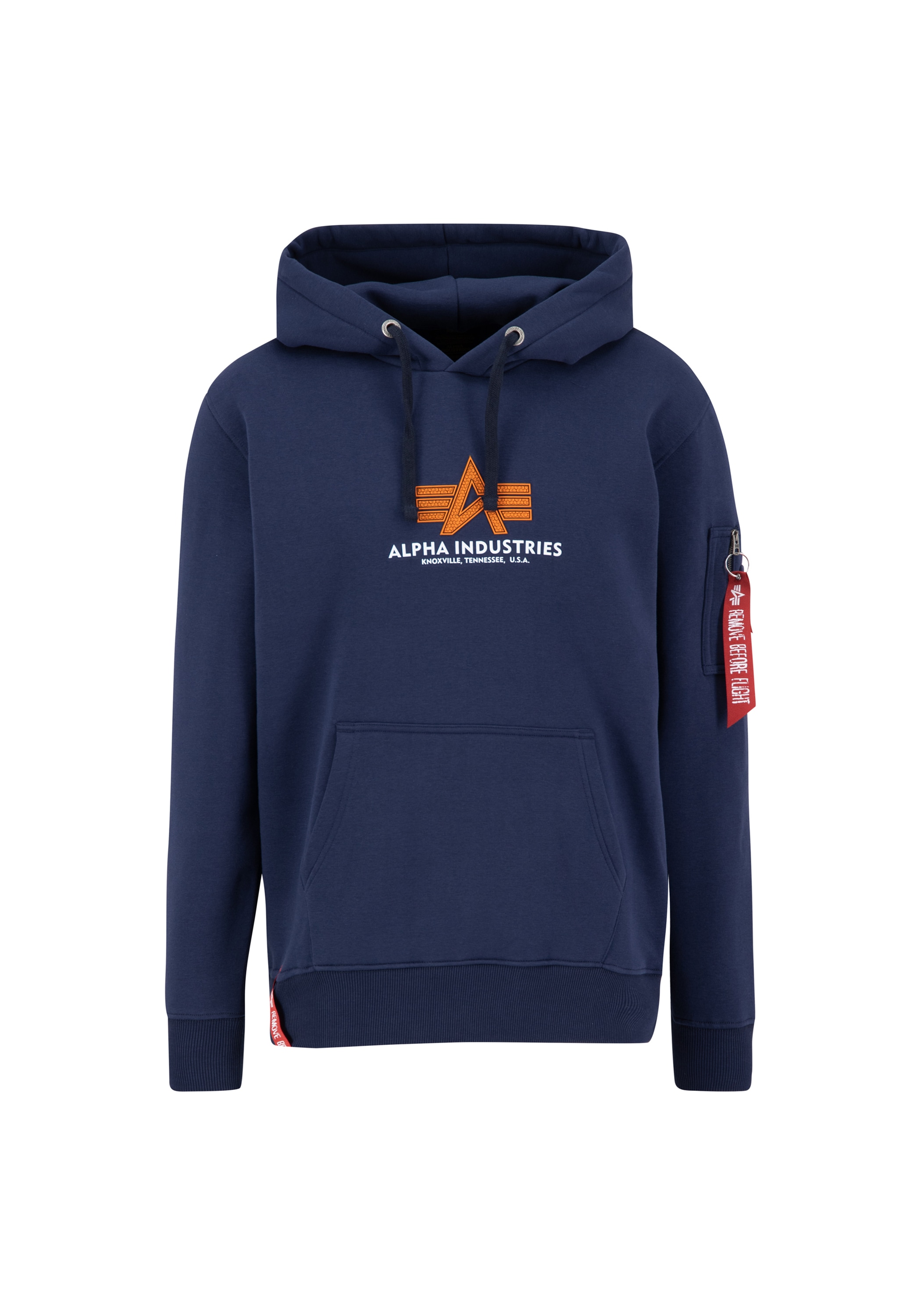 Hoodie ALPHA INDUSTRIES "Basic Hoodie BL Rubber", Herren, Gr. S, blau (ultra navy), Obermaterial: 80% Baumwolle, 20% Polyester, regular fit, Sweatshirts Image