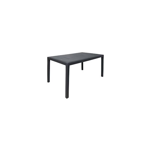 Dmora Gartentisch Portici, Rechteckiger Esstisch, Mehrzweck-Gartentisch in Rattan-Optik, 100 % Made in Italy, 150x90h72 cm, Anthrazit