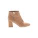 Liz Claiborne Ankle Boots: Tan Solid Shoes - Women's Size 7 - Almond Toe