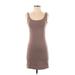 H&M Casual Dress - Mini Scoop Neck Sleeveless: Brown Solid Dresses - Women's Size Small