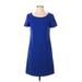 Eliza J Casual Dress - A-Line Scoop Neck Short sleeves: Blue Solid Dresses - Women's Size 4