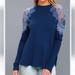 Free People Tops | Free People Daniella Illusion Mesh Insert Long Sleeve Micro Ribbed In Ocean S | Color: Blue | Size: S