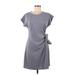 Cable & Gauge Casual Dress - Shift: Gray Solid Dresses - Women's Size Medium