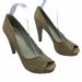 Nine West Shoes | Nine West 4.5" Heels Women Sz 8 Just Joshin Cream Peep Toe 1" Platform Leather | Color: Cream | Size: 8