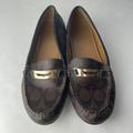 Coach Shoes | Coach Olympia Designer Brown Canvas Loafers 8.5 | Color: Brown/Gold | Size: 8.5