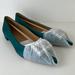 J. Crew Shoes | J Crew Pointy Toe Crystal Buckle Holiday Academic Green Flats Shoe Size 7 1/2 | Color: Green | Size: 7.5