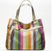 Coach Bags | Coach Poppy Legacy Stripe Glam Stripe Tote Handbag | Color: Cream/Gold | Size: Os