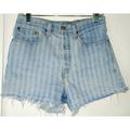 Levi's Shorts | Levis 27/4 Light & Medium Blue Stripe Denim Button Fly Shorts W/ Raw Hem 3" Ins | Color: Blue | Size: 27