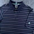 Adidas Shirts | Adidas Polo Shirt Mens Large Blue Green White Striped Short Sleeve Cotton Blend | Color: Blue | Size: L