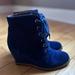 Kate Spade Shoes | Kate Spade Saundra New York Navy Blue Suede Wedge Boot 9 | Color: Blue | Size: 9.5