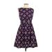 Emily and Fin Casual Dress - A-Line: Purple Polka Dots Dresses - Women's Size Large