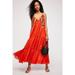 Free People Dresses | Free People Flower Cascade Maxi Dress Cherry Combo Size Orange Floral S/M Flowy | Color: Orange/Red | Size: Xs