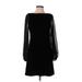 White House Black Market Casual Dress High Neck Long sleeves: Black Print Dresses - Women's Size 2