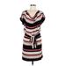 Ann Taylor LOFT Casual Dress - Mini Cowl Neck Short sleeves: Black Stripes Dresses - Women's Size Medium