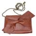 Anthropologie Bags | Anthropologie Bag Women Brown Vegan Faux Leather Bella Bow Envelope Clutch Chain | Color: Brown | Size: Os