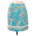 Lilly Pulitzer Casual A-Line Skirt Knee Length: Teal Print Bottoms - Women's Size 0