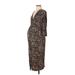 Jessica Simpson Casual Dress - Sheath: Brown Leopard Print Dresses - Women's Size Large Maternity