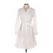 Boston Proper Casual Dress - Shirtdress Collared Long sleeves: White Solid Dresses - Women's Size 6