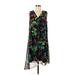 Chico's Casual Dress - A-Line V-Neck Sleeveless: Green Print Dresses - Women's Size Medium
