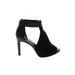 White House Black Market Heels: Black Print Shoes - Women's Size 6 1/2 - Peep Toe