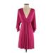 Rachel Pally Casual Dress - Mini V-Neck 3/4 sleeves: Burgundy Print Dresses - Women's Size Small