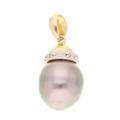 Jollys Jewellers Women's 18Carat Yellow Gold Black Pearl & Diamond Pendant (10x15mm)