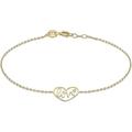 Gold Women 9 ct (375) Yellow Gold 12 x 10.5 mm Love Heart Adjustable Bracelet 18 cm/7 Inch - 19 cm/7.5 Inch