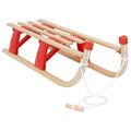 Tidyard Snow Sledge Folding Sledge Toboggan with Backrest 110 cm Wood Beige and red