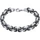 Two Tone Byzantine Chain Mechanic Link Mens Bracelet for Men Black Silver Or Gold-Tone Stainless Steel Heavy 9 Inch