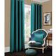 Slumber Nights Blackout Curtains Pair with Tie Backs Eyelet Ring Top Fully Lined (Teal, 90"X90")