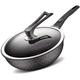 Wok Nonstick,Nonstick Stir Fry Wok Pan with Lid, with Toughened Glass Lid and Non-Slip Stay-Cool Silicone-32cm (30cm)