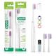 GUM Sonic Battery Power Toothbrush, Tapered Bristles Clean Below The Gumline, Bundle, White, 1 Handle (1ct) + 2 Refills (2ct. 1pk)