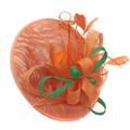 Orange and Jade Green Sinamay Big Disc Saucer Fascinator Hat for Women Weddings Headband