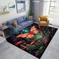 POSLAB Butterfly Floral Area Rug Design Carpet for Bedroom Living Room Home Decoration