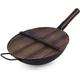 Pre-Seasoned Cast Iron Wok, Heavy Duty Non-Stick Iron Chinese Wok or Stir Fry Skillet w/Wooden Lid, for Electric Stove Top, Induction (34cm)