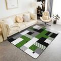 Geometric Area Rug 150 * 200cm Green Black Gray Decorative Rug for Boys Girls Rectangle Square Geometry Living Room Rugs Modern Abstract Art Indoor Floor Mat Room Decor Accent Rug