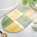 Bath Mat Striped Green Yellow Bathroom Mat Soft Microfiber Bath Mats for Bathroom Non Slip Floor Mat Ultra Water Absorbent Bathroom Rug Machine Washable Bathmat Door Mat 50x80cm