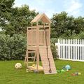 Tidyard Playhouse with Climbing Wall Wooden Playhouse Garden Play Swing Climbing Frame Outdoor Play Game Playhouse for Kids Solid Wood Pine 238