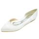 Women's Pointy Toe Satin Flat Shoes Comfortable Closed Toe Work,Slip On Ballet Flat Comfortable Dress Shoes Walking Ivory