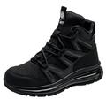 JiuQing Safety Boots Lightweight Steel Toe Cap Industrial Boots Mens Air Cushion Work Sneaker Non-Slip Comfortable,Black,4 UK
