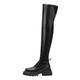 ACIGAL Autumn and Winter Boots Square Toe Thick Soled Boots Slimming Stretch Over the Knee Boots Suitable for Outdoor Travel and Shopping,Black,40