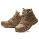 JiuQing Safety Boots Lightweight Steel Toe Cap Industrial Boots Mens Air Cushion Work Sneaker Non-Slip Comfortable,Brown,5 UK